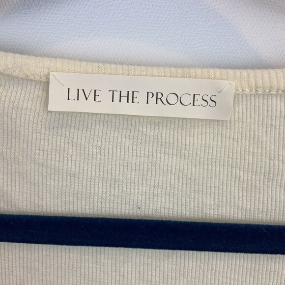 Live The Process Top Women’s M Ribbed Long Sleeve Beige Scoop Neck Super Soft - Picture 3 of 4